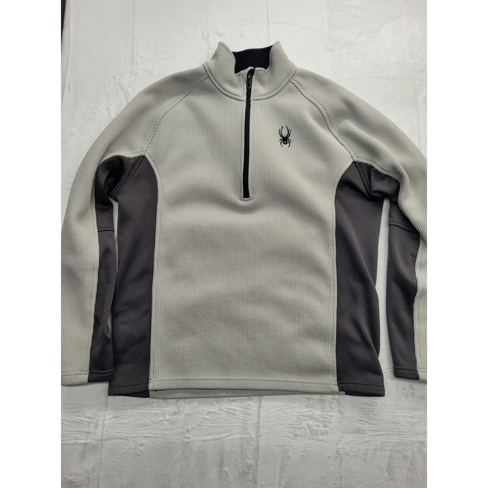 Spyder Quarter Zip Pullover Mens Large Gray Waffle Knit Athletic Jacket